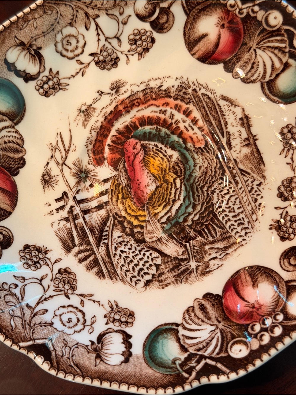 Johnson Brothers His Majesty Turkey, Fruits, Nuts Cup and Sauer, Made in England - Picture 12 of 16